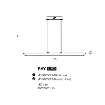 Ray chrome lampa wisząca MD14003026-1B