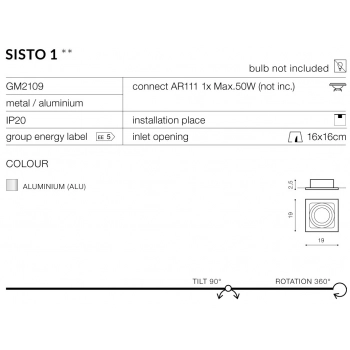 SISTO 1 White AR111 GU10 GM2109 WH + LED GRATIS