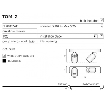 Tomi 2 Black FH31312A11 BK + LED GRATIS