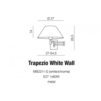 Trapezio kinkiet E27 MB2311-S WH + LED GRATIS