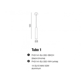 Tubo 1 lampa wisząca 1xGU10 50W FH31141-BJ-350-1BKCH