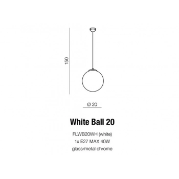 White Ball 20 lampa wisząca 1xE27 40W FLWB20WH