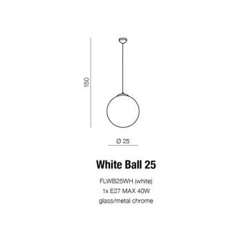 White Ball 25 lampa wisząca 1xE27 40W FLWB25WH + LED GRATIS