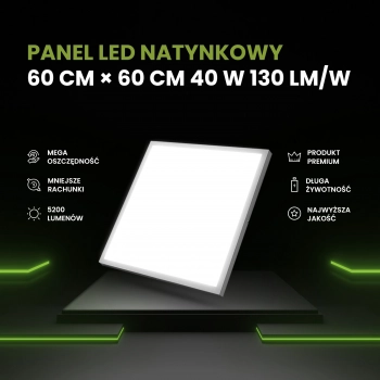 Panel LED natynkowy 60x60 40W 5200lm 4000K PL-C05 biały 950-uniw DomenoLED