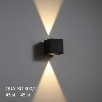 Quatro 300/2 IP65 kinkiet LED 2x3W 2x8° czarny