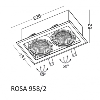 Rosa 958/2 lampa wbudowywana LED 2x9W czarna