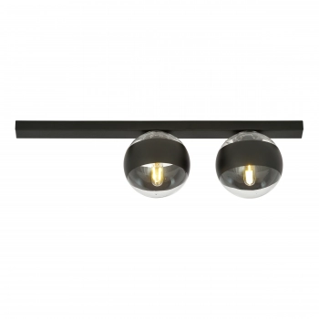 Emibig Lighting Fit 2 lampa sufitowa 2 x E14 czarna, klosze szklane stripe (transparentne z czarnym paskiem) 1123/2