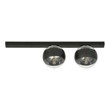 Emibig Lighting Fit 2 lampa sufitowa 2 x E14 czarna, klosze szklane stripe (transparentne z czarnym paskiem) 1123/2
