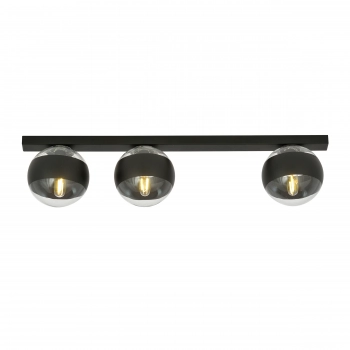Emibig Lighting Fit 3 lampa sufitowa 3 x E14 czarna klosze szklane stripe (transparentne z czarnym paskiem) 1123/3