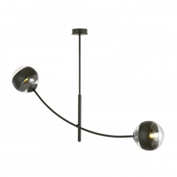 Emibig Hunter 2 lampa sufitowa z ruchomymi ramionami 2 x E14 czarny, klosze stripe (transparentne z czarnym paskiem) 110