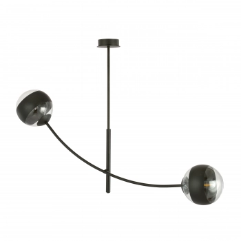Emibig Hunter 2 lampa sufitowa z ruchomymi ramionami 2 x E14 czarny, klosze stripe (transparentne z czarnym paskiem) 1101/2