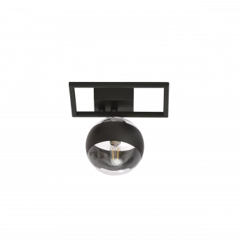 Emibig Lighting Imago 1E lampa sufitowa E14 czarna, klosz szklany stripe (transparentny z czarnym paskiem) 1132/1E
