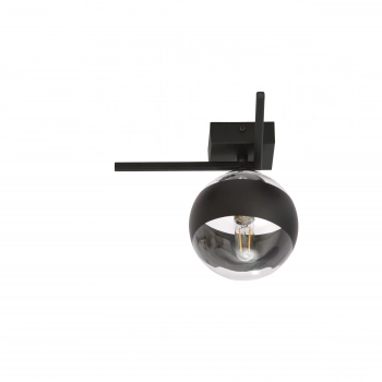 Emibig Lighting Imago 1G lampa sufitowa E14 czarna, klosz szklany stripe (transparentny z czarnym paskiem) 1132/1G