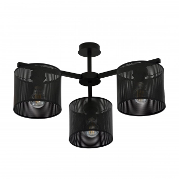 Emibig Jordan 3 lampa sufitowa 3 x E27 1143/3 czarna z ażurowymi abażurami