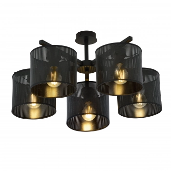 Emibig Jordan 5 lampa sufitowa 5 x E27 1143/5 czarna z ażurowymi abażurami