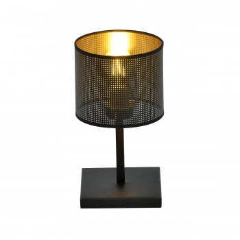 Emibig Jordan LN1 lampka stołowa E27 1144/LN1 czarna z ażurowym czarno - złotym abażurem