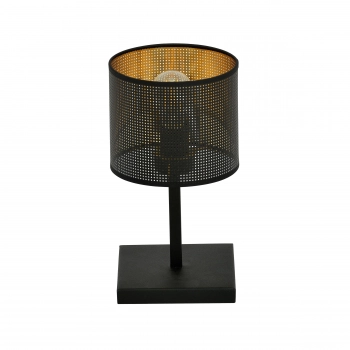 Emibig Jordan LN1 lampka stołowa E27 1144/LN1 czarna z ażurowym czarno - złotym abażurem