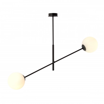 Emibig Linear 2 lampa sufitowa z ruchomymi ramionami 2 x E14 czarna, klosze mleczne (opal) 1169/2