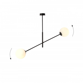 Linear 2 lampa sufitowa 2xE14 czarna, klosze opal 1169/2