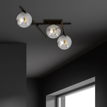 Smart 3 lampa sufitowa 3xE14 czarna klosze grafitowe 1104/3
