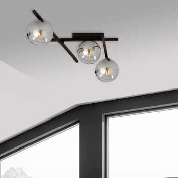 Smart 3 lampa sufitowa 3xE14 czarna klosze grafitowe 1104/3