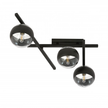 Emibig Lighting Smart 3 lampa sufitowa 3 x E14 czarna, klosze szklane stripe 1105/3
