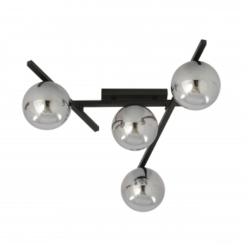 Emibig Lighting Smart 4 lampa sufitowa 4 x E14 czarna, klosze ruchome szklane grafitowe 1104/4