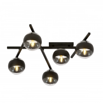 Emibig Lighting Smart 5 lampa sufitowa 5 x E14 czarna, klosze ruchome szklane stripe 1105/5