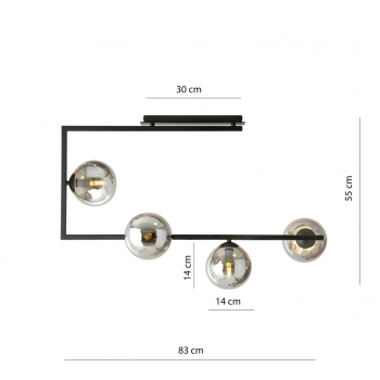 Soma 4 lampa sufitowa 4xE14 czarna, klosze grafitowe 1290/4
