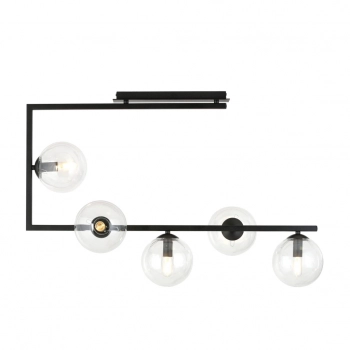 Emibig Lighting Soma 5 lampa sufitowa 5 x E14 czarna, klosze transparentne 1289/5