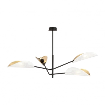 Emibig Vene 4 lampa wisząca ruchomymi ramionami 4 x E14 1159/4 czarna z biało - złotymi abażurami