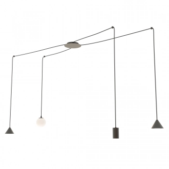 Emibig Fuji 4 BL lampa wisząca pająk GU10+E14+2xGX53 1349/4 czarna, klosze szklane opal