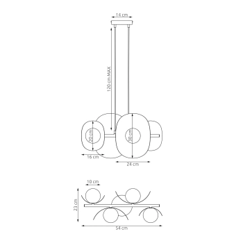 Elementi 4 BL Gray lampa wisząca 4xG9 1494/4 szara