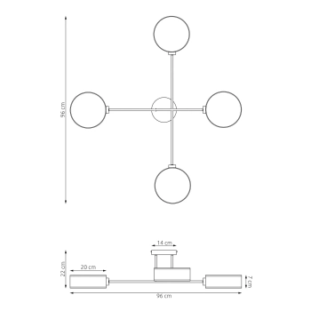 Maga 4 Rattan lampa sufitowa 4xE14 1571/4 brązowa