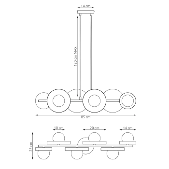 Model 6 BL White lampa wisząca 6xG9 1487/6 biała