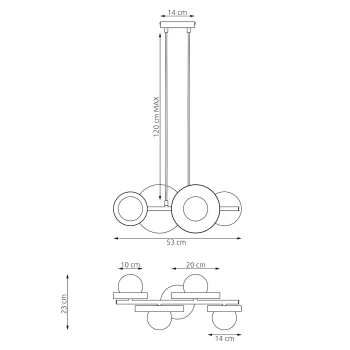 Model 4 BL Gray lampa wisząca 4xG9 1489/4 szary