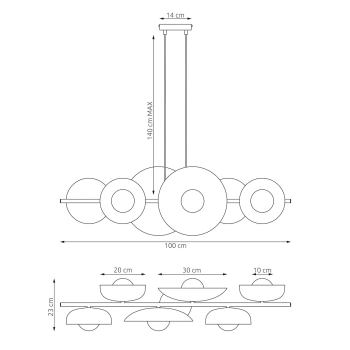 Volum 6 BL Mix lampa wisząca 6xG9 1485/6 czarna
