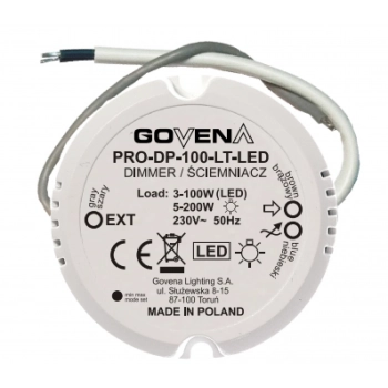 Ściemniacz do montażu w puszkę pod włącznik chwilowy-zwierny Ś-PRO-DP-100-LT-LED  Govena