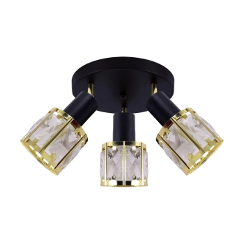 Dunbar 3C lampa sufitowa 3xE14 czarna złota 04902 Ideus