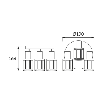 Dunbar 3C lampa sufitowa 3xE14 czarna złota