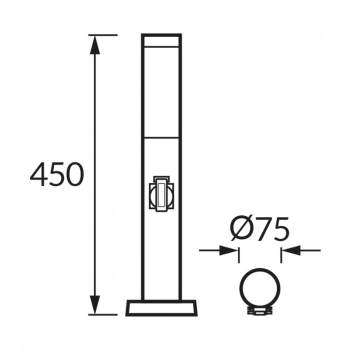 Tuber 45 lampa stojąca z gniazdem wtyczkowym IP44 E27 czarna
