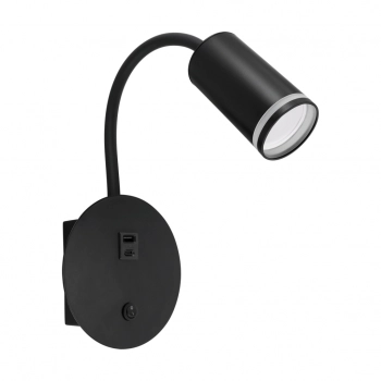 Zula WLL kinkiet GU10 czarna z USB 04815 Ideus