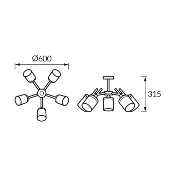 Anders 5Y lampa sufitowa 5xE27 biała chrom