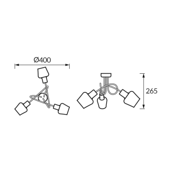 Ayra 3G lampa sufitowa 3xE14 czarna złota