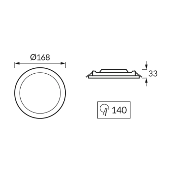 Lira C LED lampa wbudowywana 9W, 12W, 15W 980lm, 1310lm, 1570lm CCT czarna