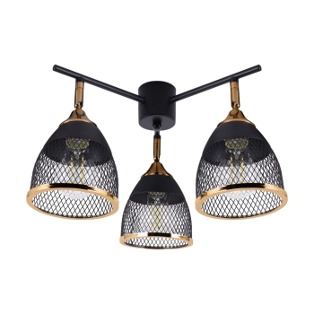 Loras 3Y lampa sufitowa 3xE27 czarna złota 04975 Ideus