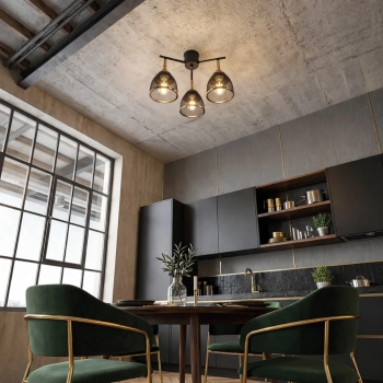 Loras 3Y lampa sufitowa 3xE27 czarna złota