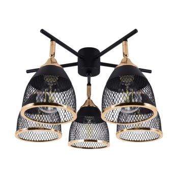 Loras 5Y lampa sufitowa 5xE27 czarna złota 04976 Ideus