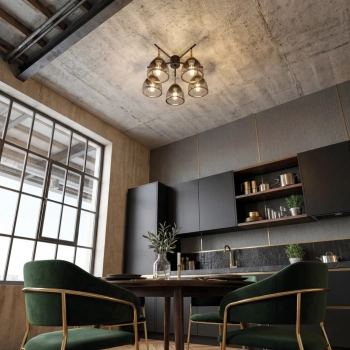 Loras 5Y lampa sufitowa 5xE27 czarna złota