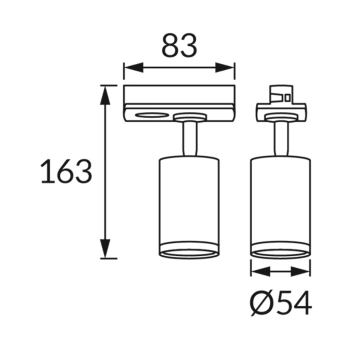 Oslo TRA lampa szynowa GU10 czarna